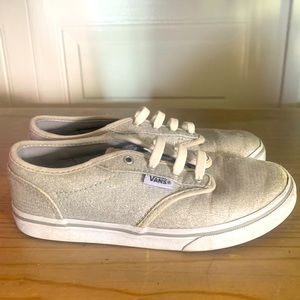 Girls Sparkly No Tie Laces Slip on Vans! Size 1!